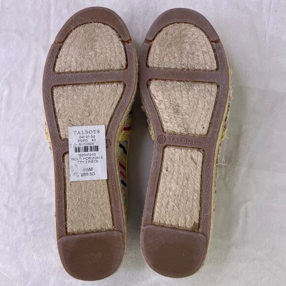 Talbots Women Multi Horizons Izzy Slip On Flat Rainbow Canvas Espadrille 6.5 NWT - Picture 11 of 11
